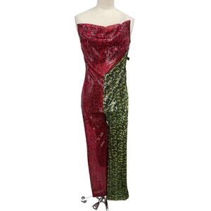 NWT Topshop X Halpern Jumpsuit Sequin Leopard Print Strapless Size 4